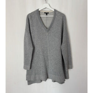Eileen Fisher Sweater Cardigan Large Knit Gray Cashmere Vneck Long Relaxed